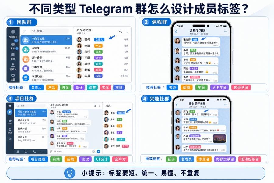 Telegram 群成员标签使用流程