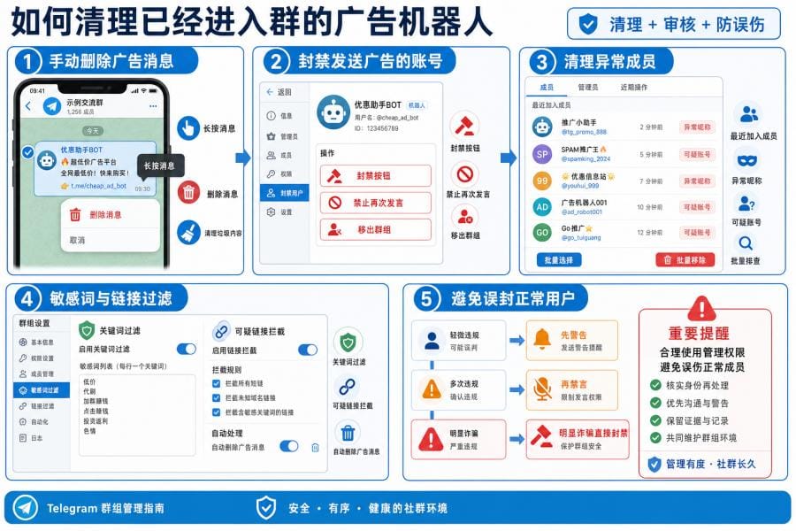 Telegram 群组机器人刷屏预防清单