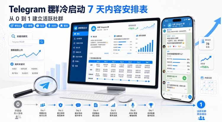 Telegram 群组冷启动 7 天内容安排表:新群从 0 到 1 建立活跃社群