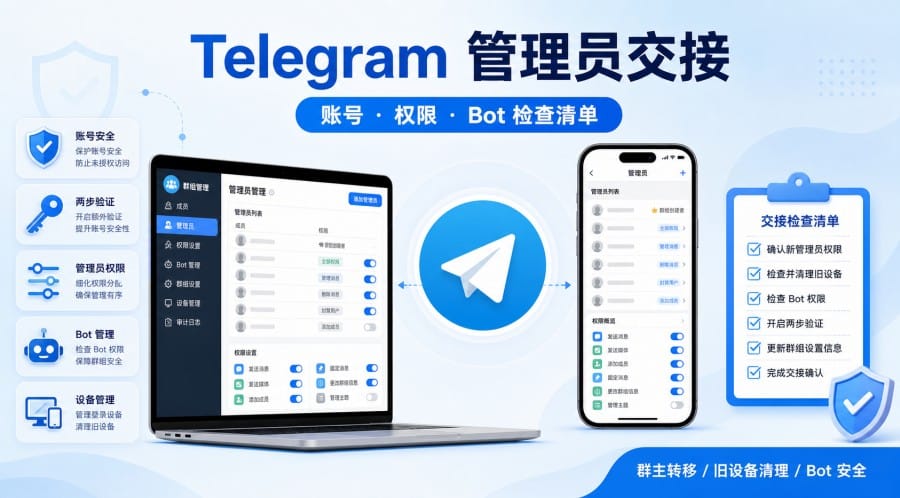 Telegram 群组管理员交接怎么做？账号、权限与 Bot 安全检查清单 第 1 张正文图
