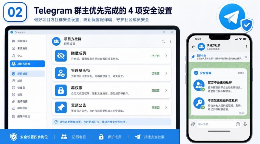 Telegram 群组怎么防止假客服?项目方社群安全设置指南 body image 1