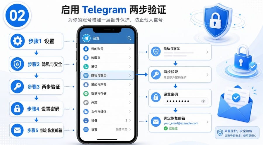 Telegram 群组管理员账号安全设置 - step 1