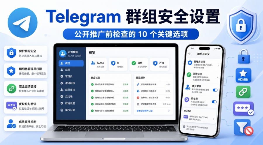 Telegram 群组安全设置:公开推广前检查的 10 个关键选项
