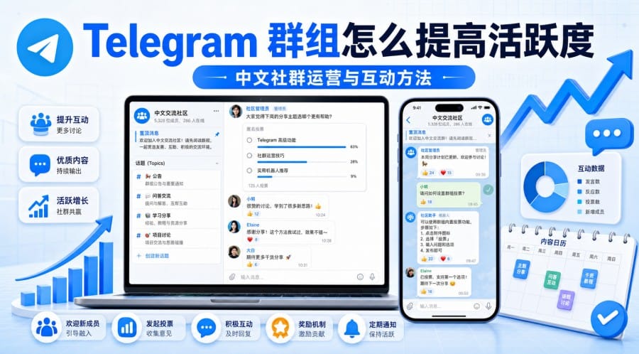 Telegram 群组怎么提高活跃度?中文社群运营与互动设置教程