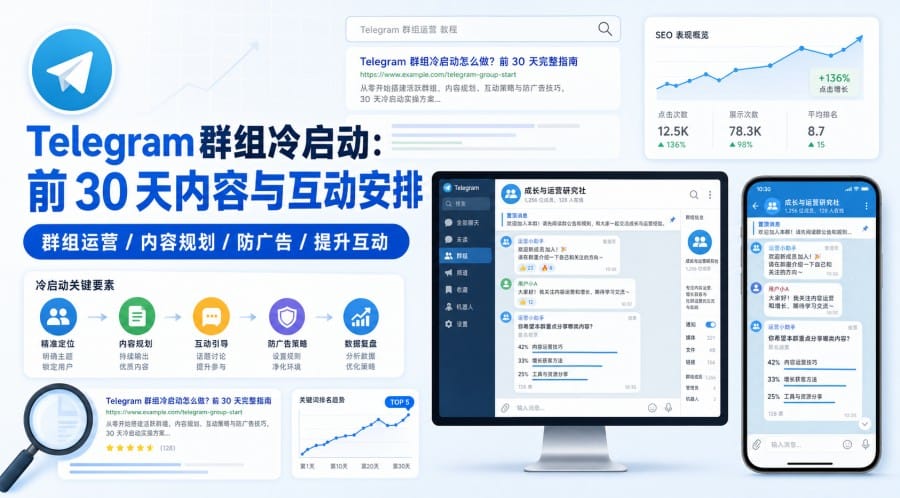 Telegram 群组冷启动怎么做?前 30 天内容、互动与防广告安排