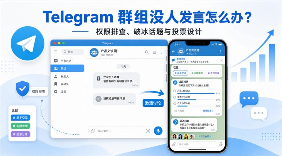 Telegram 群组没人发言怎么办?从权限排查到破冰话题的运营方法