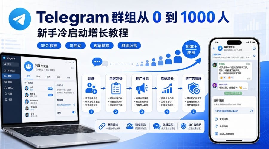 Telegram 群组从 0 到 1000 人：新手冷启动增长教程